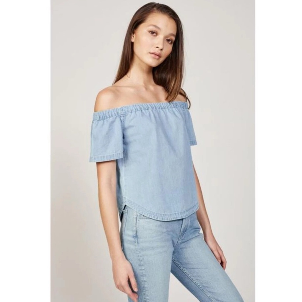 3x1 Clark Off the Shoulder Chambray Top